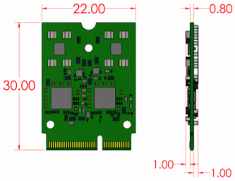 Mechanical Drawing - Coral TPU M.2 Dual Edge Accelerator Module